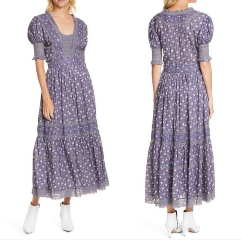 LoveShackFancy Lavender Floral Maxi Dress